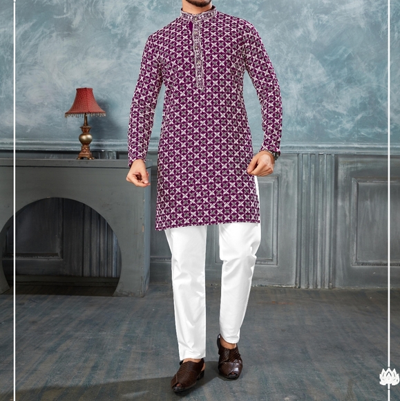 Men's Indian Clothes Kurta & Pajama Men's Navratri kurta Garba clothes for men - Picture 5 of 14